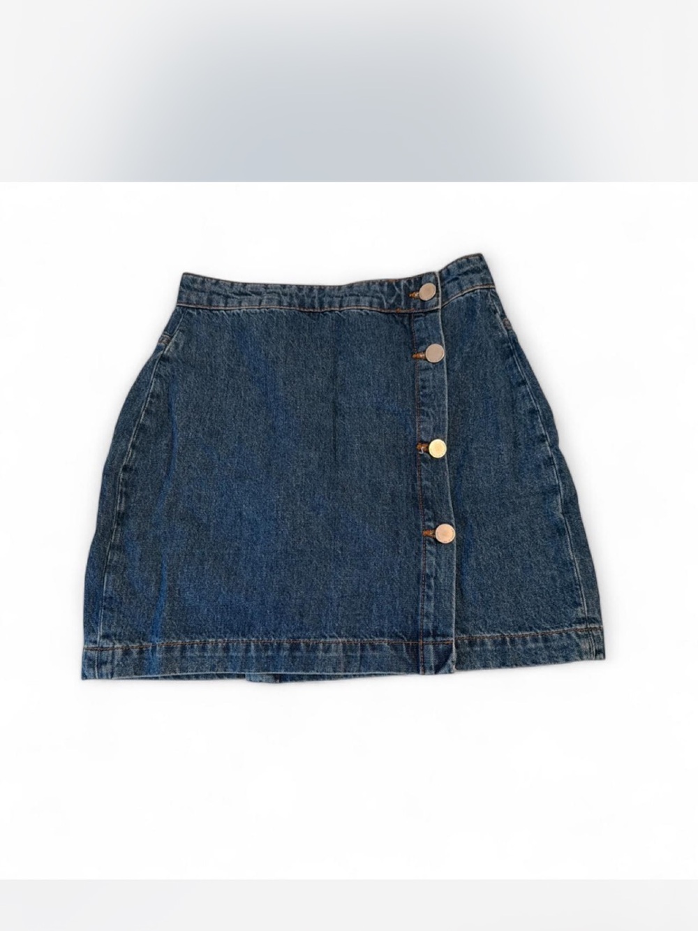 Derek Lam Dark Blue Denim Button-Front Mini Skirt